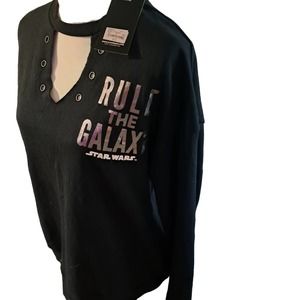 NWT- Star Wars Ladies Large Black Sweatshirt Pullover Rule The Galaxy!